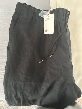 Quince Black 100% Linen Drawstring Pants